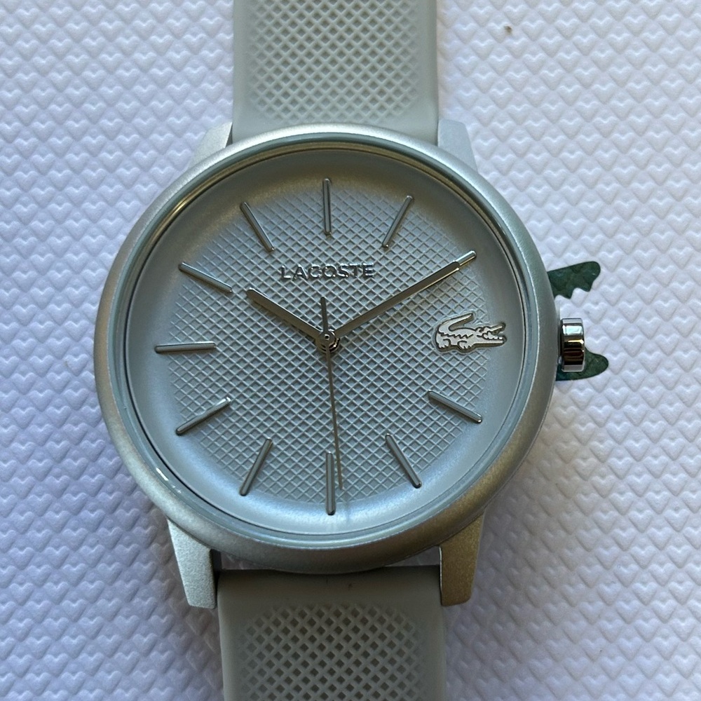 Lacoste Watch 42mm Silver Grey Face & Light Grey Silicone Band